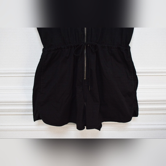 Pistola Meg Zip Front Romper Black Short Sleeve Drawstring Waist Slouchy Size L - Picture 8 of 16